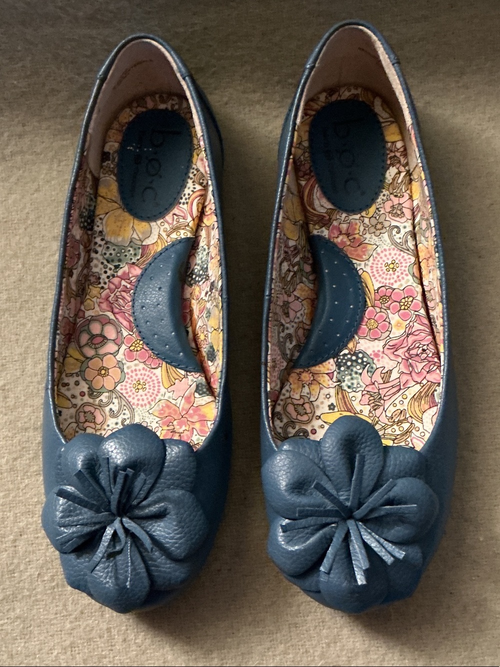 b.o.c. Navy Blue Floral-Toe Ballet Flats